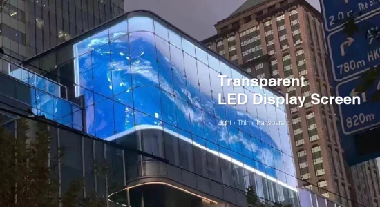 Tenda per finestra in vetro per interni ed esterni Schermo LED trasparente P3.91-7.8 Pubblicità video wall a LED per centro commerciale